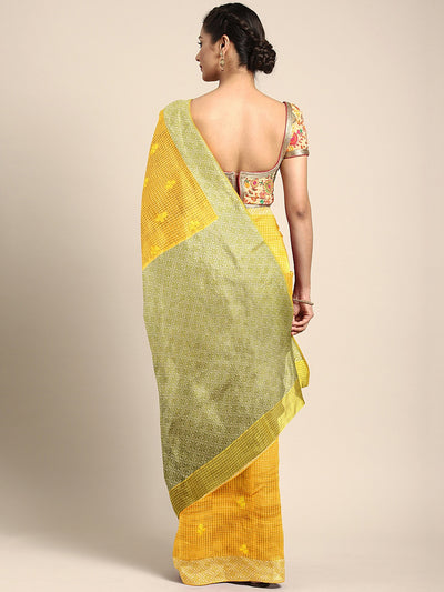 Neeru's Yellow Woven Design Silk Cotton Saree