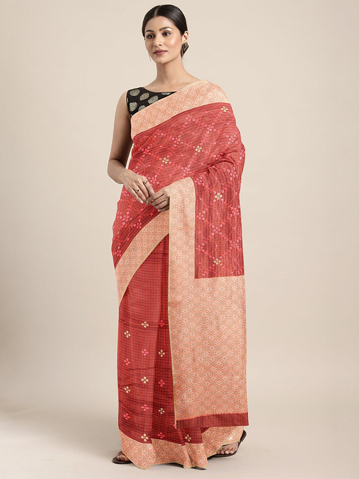 Neerus Pink Color Kora Fabric Saree