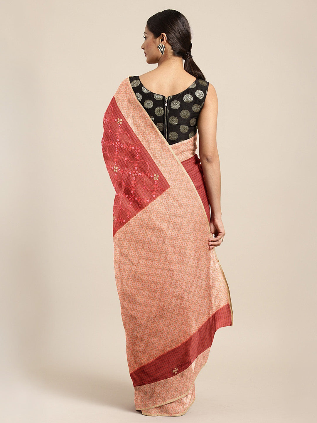 Neeru's Pink Color Kora Fabric Saree