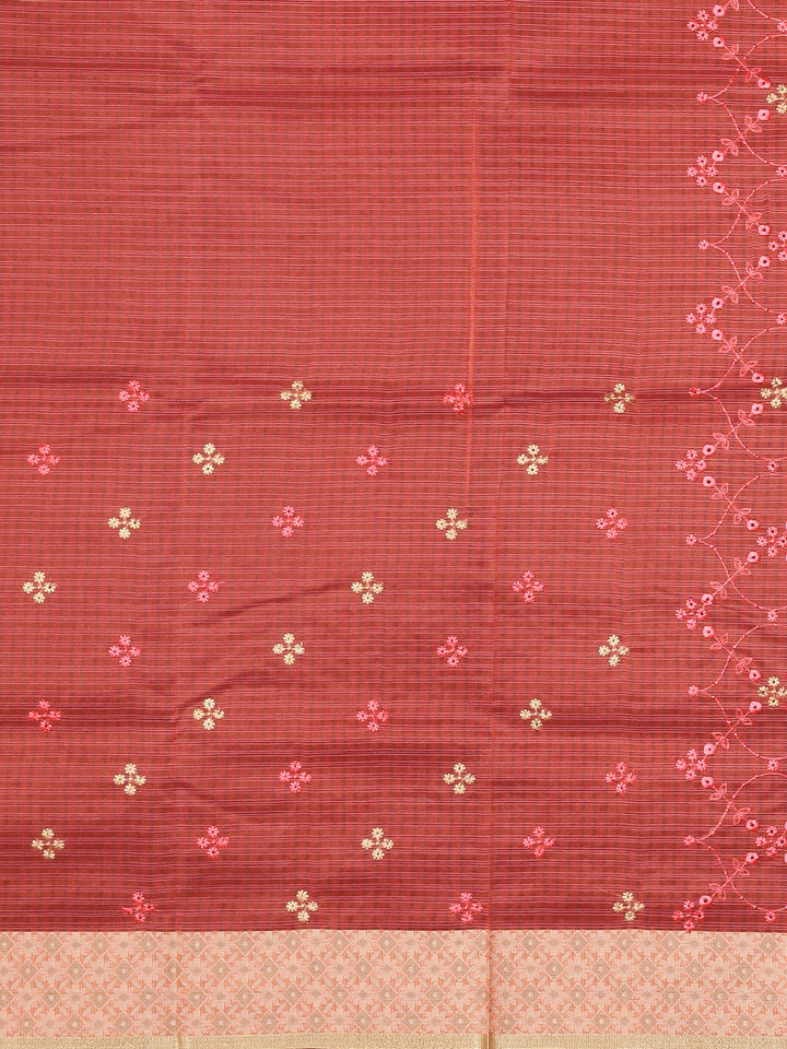 Neerus Pink Color Kora Fabric Saree