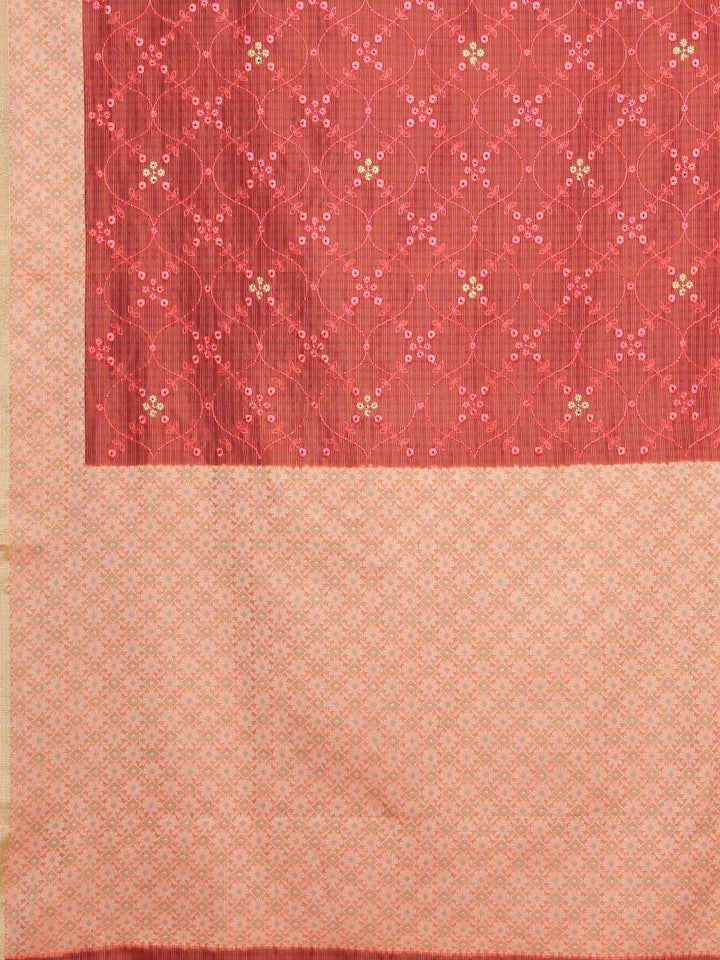 Neerus Pink Color Kora Fabric Saree