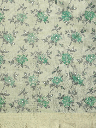 Neeru's Green Green Polyester Woven Design Saree