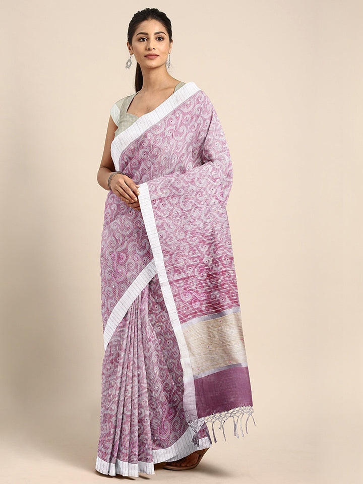 Neerus Pink Color Tissue Fabric Saree