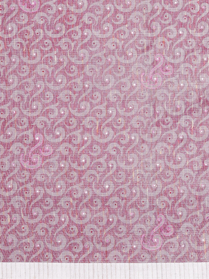 Neerus Pink Color Tissue Fabric Saree