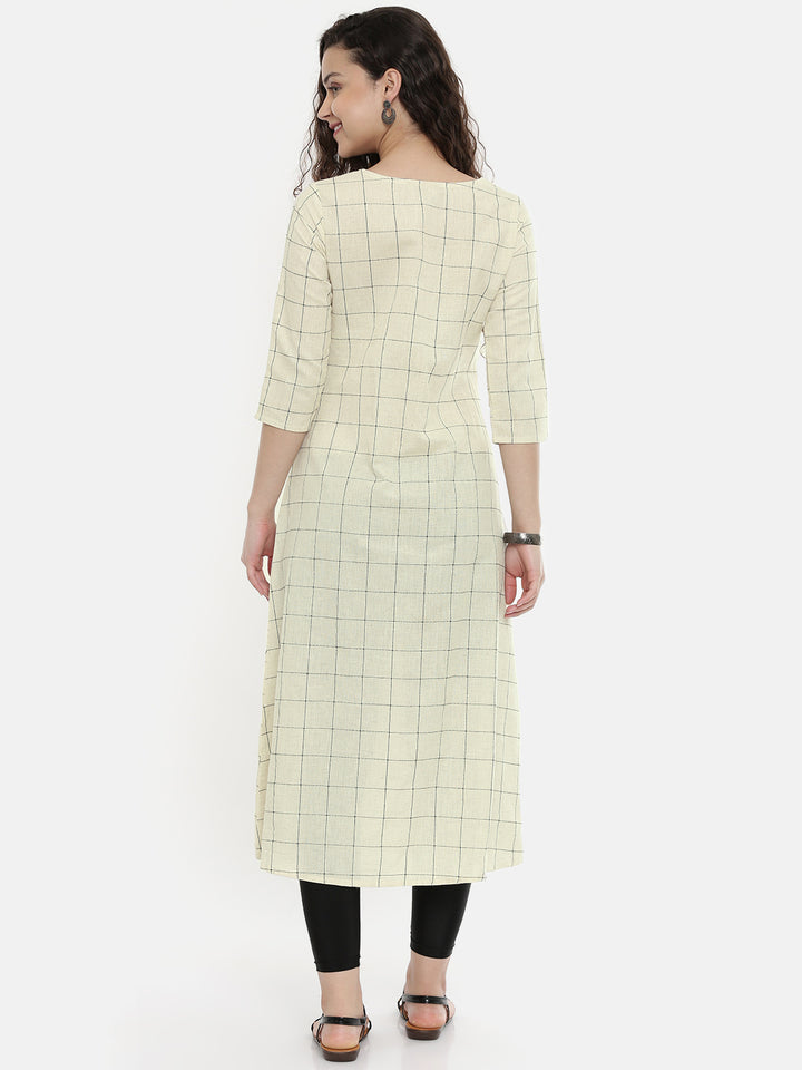 Neerus White embroidered straight kurti - detail view 1