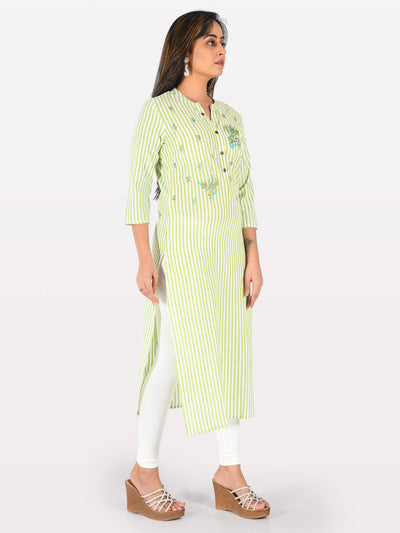 Neeru's Light Green Embroidered Straight Kurta
