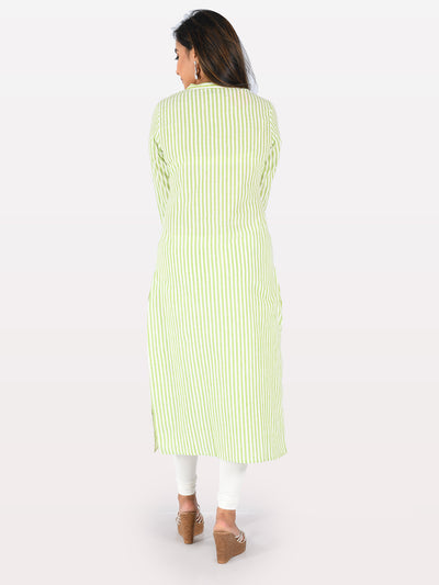 Neeru's Light Green Embroidered Straight Kurta