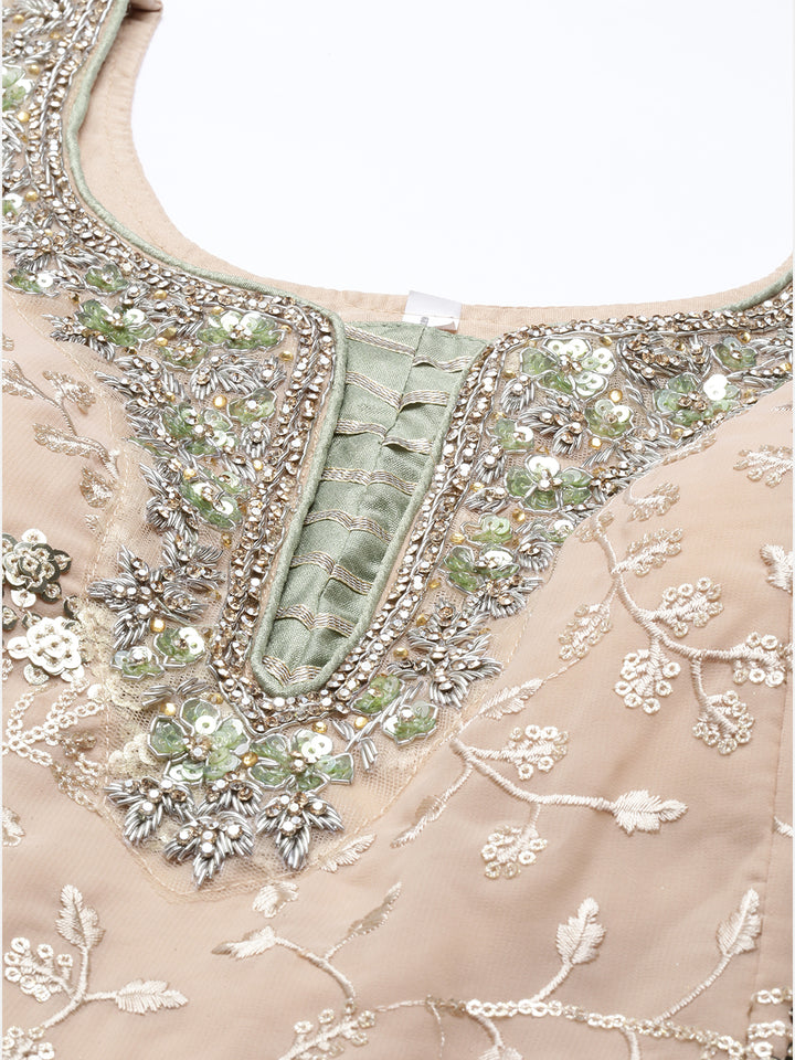 Neerus Pista Color Georgette Fabric Kurta Set