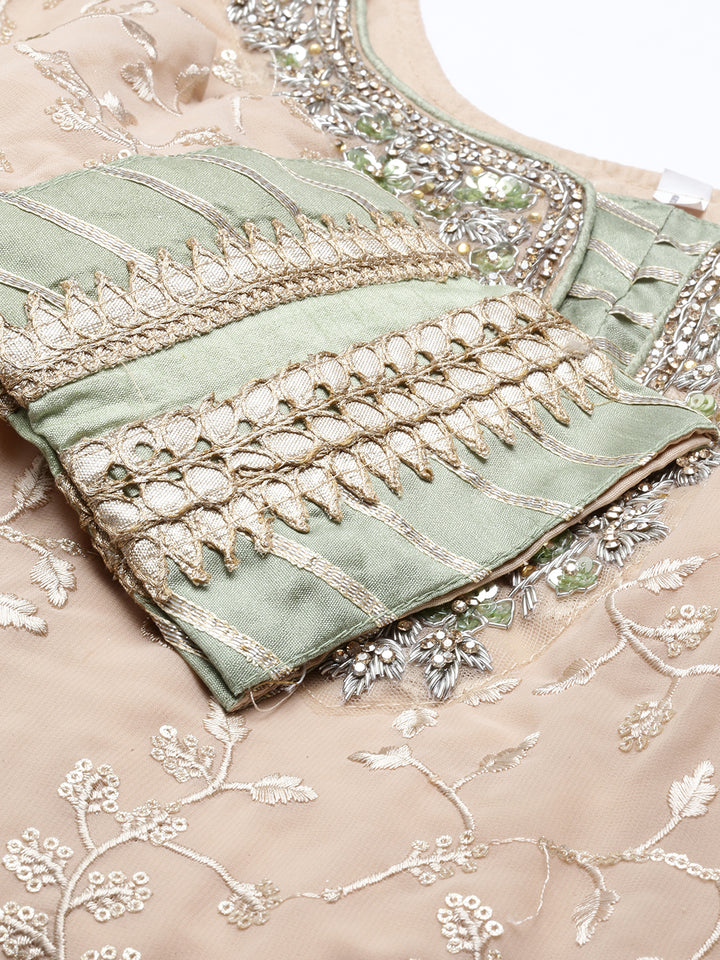 Neerus Pista Color Georgette Fabric Kurta Set