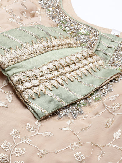 Neeru'S pista color, georgette fabric kurta set
