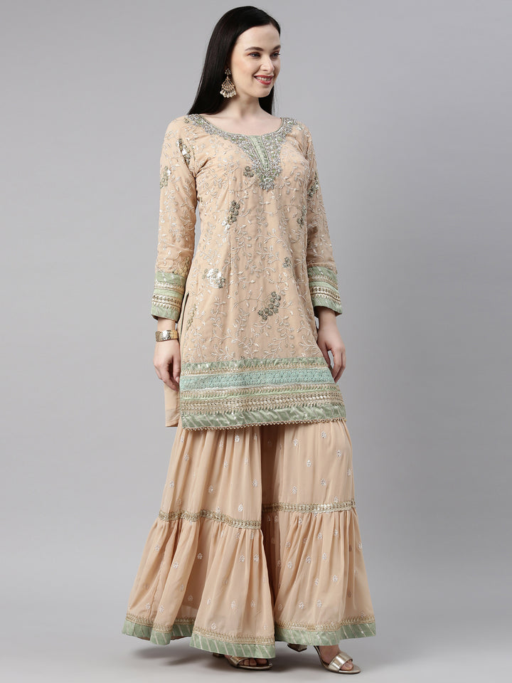 Neerus Pista Color Georgette Fabric Kurta Set