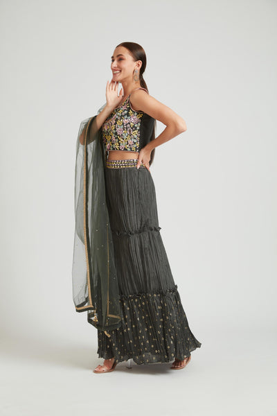 Neeru's Grey Color Silk Fabric Lehenga Choli
