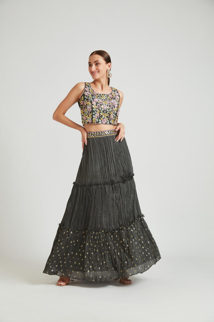 Neerus Grey Color Silk Fabric Lehenga Choli