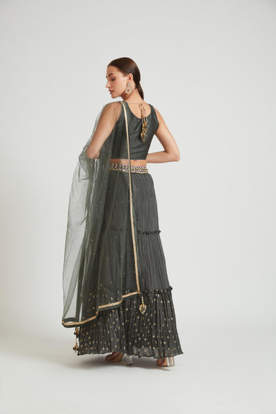 Neeru's Grey Color Silk Fabric Lehenga Choli