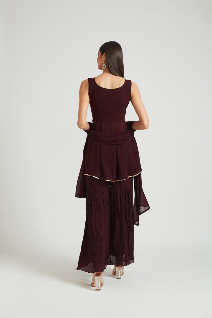 Neerus Brown Color Georgette Fabric Salwar Kameez