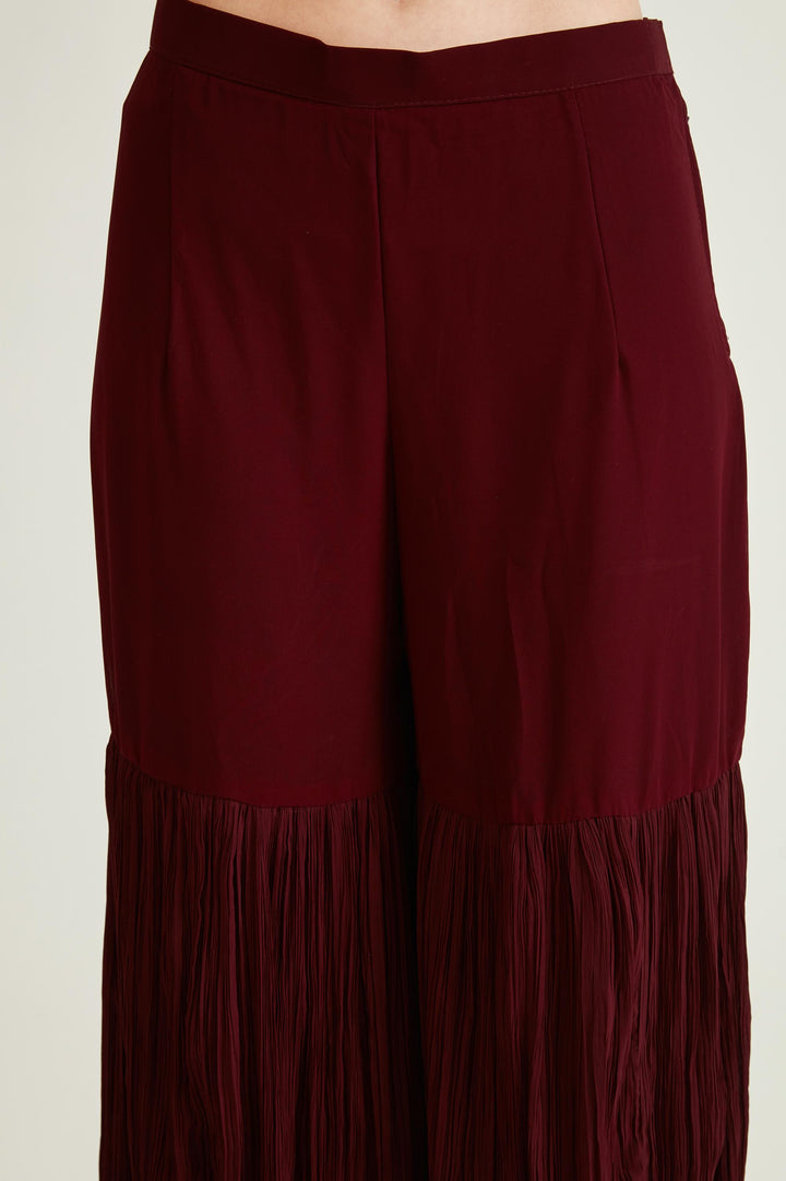 Neerus Maroon Georgette Embroidered Kurta Set - detail view 2