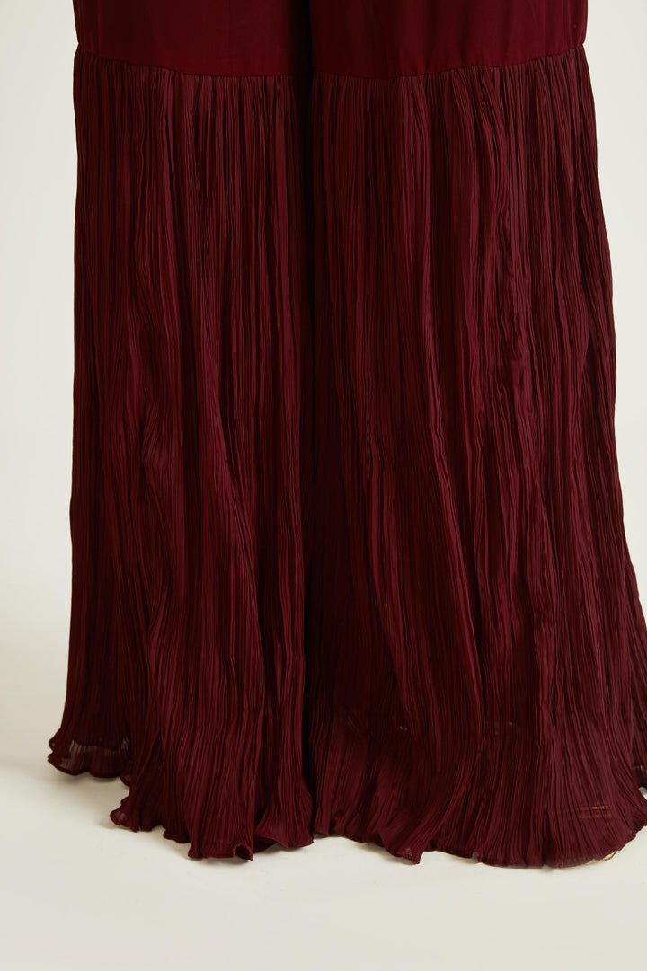Neerus Maroon Georgette Embroidered Kurta Set - detail view 5