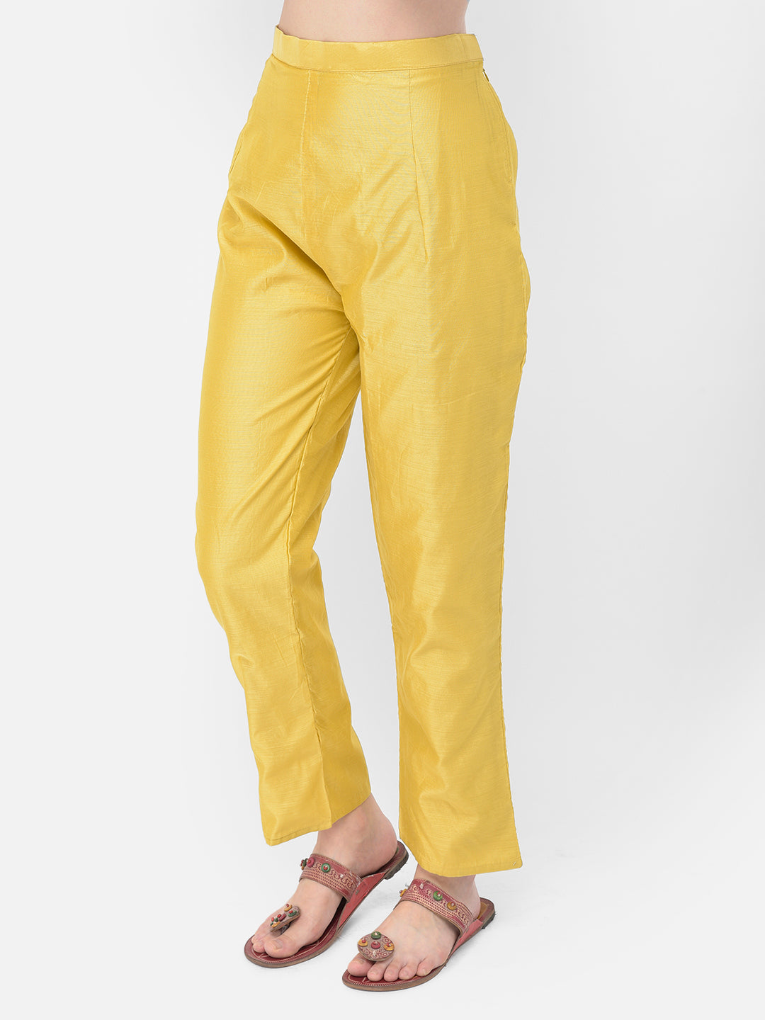 Neeru's'S Yellow Color Chanderi Fabric Suit-Pant