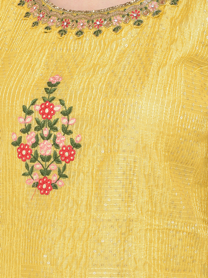 Neerus'S Yellow Color Chanderi Fabric Suit-Pant