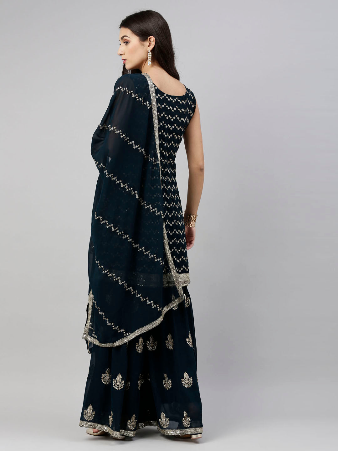Neeru'S Blue Color, Georgette Fabric Suit-Short Anarkali
