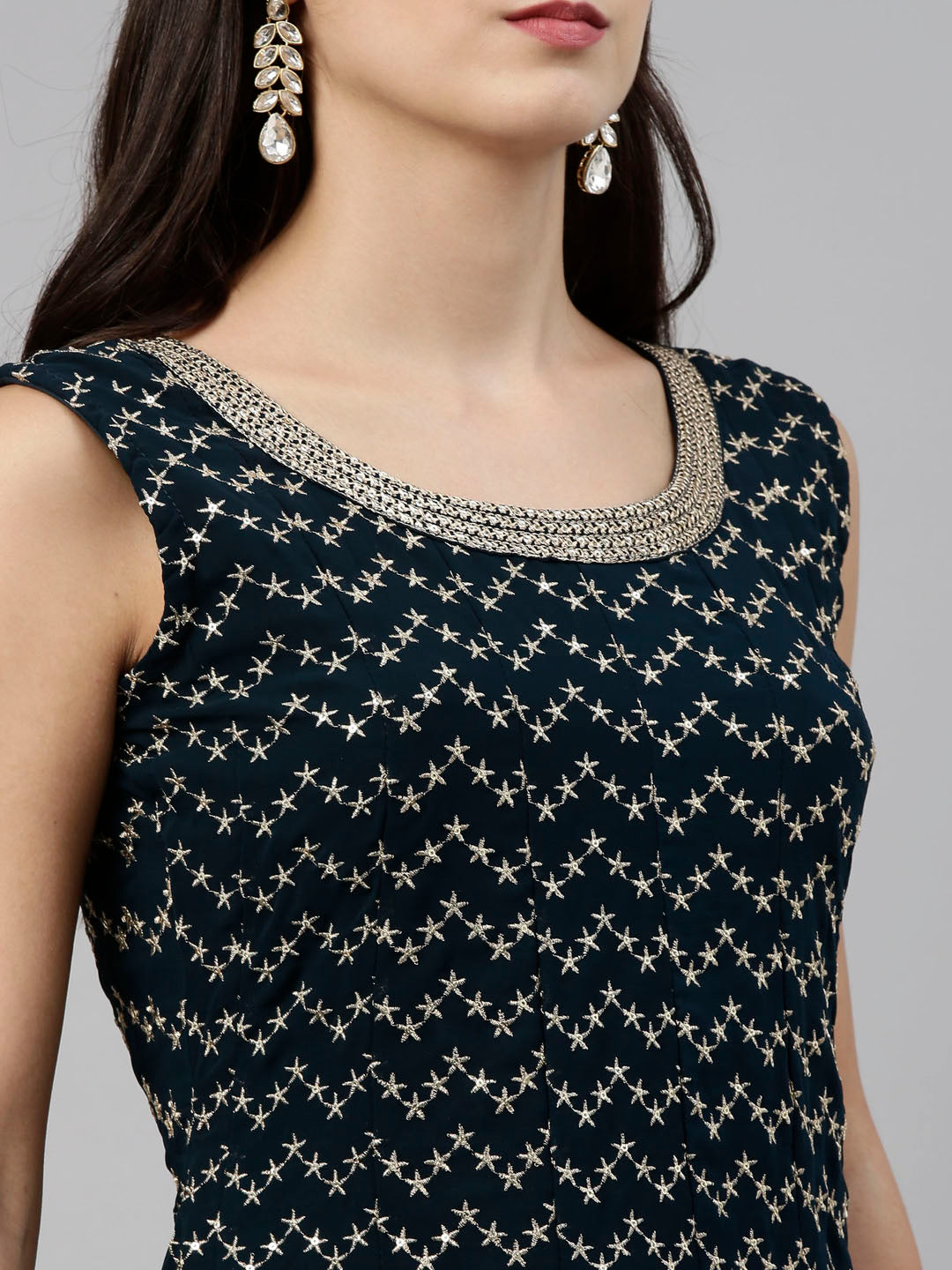 Neeru'S Blue Color, Georgette Fabric Suit-Short Anarkali