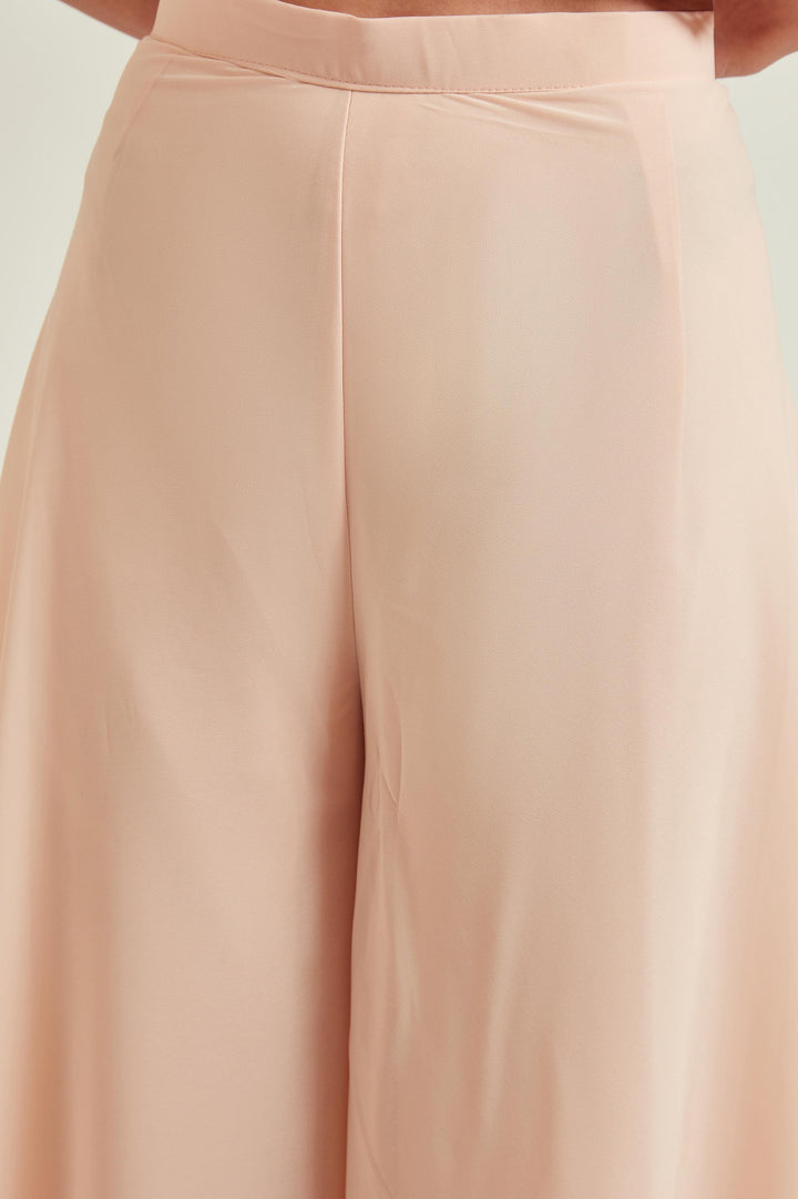 Neerus Orange georgette embroidered kurta set with sharara and dupatta - detail view 3