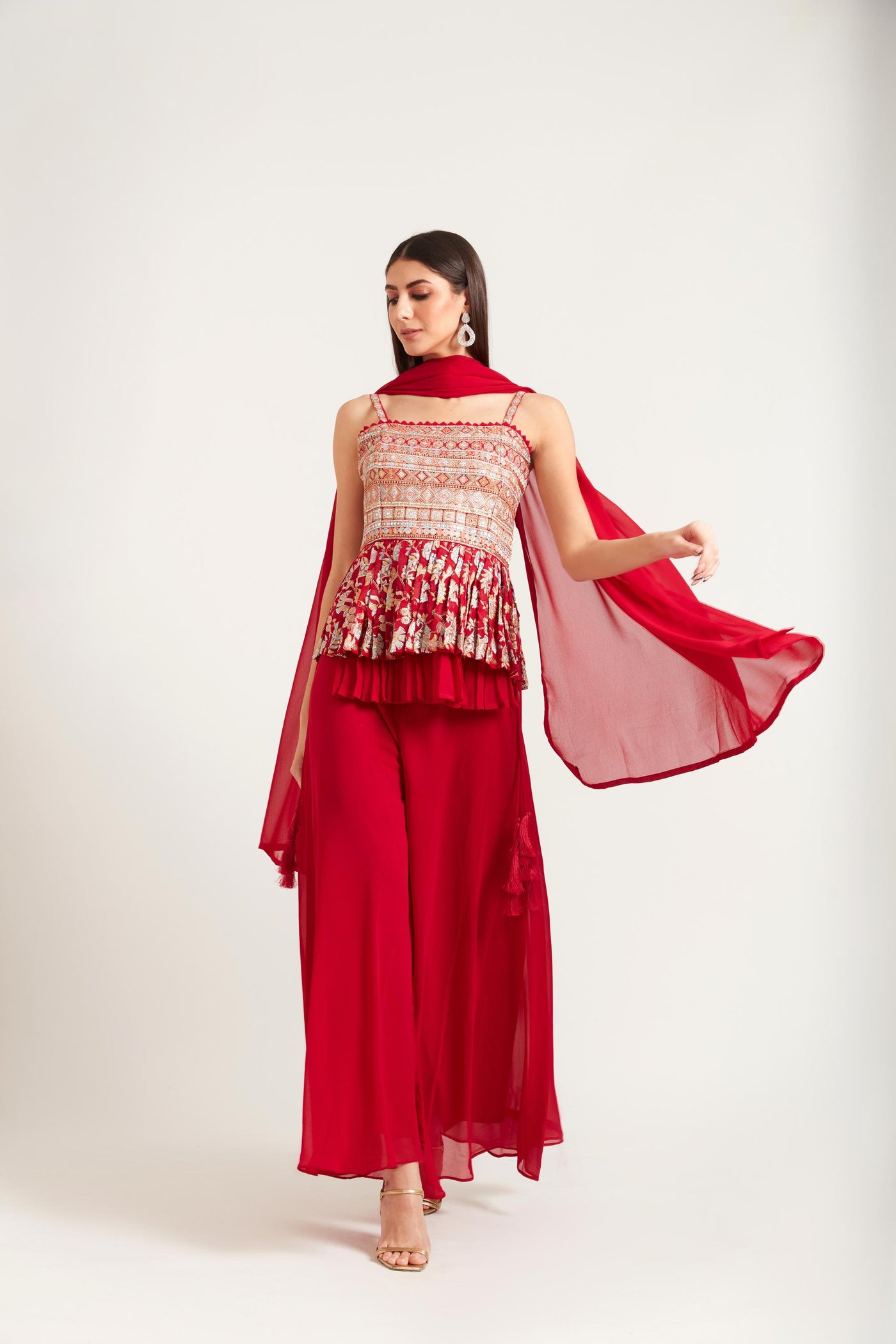 Neeru's Rani Color Georgette Fabric Suit Set
