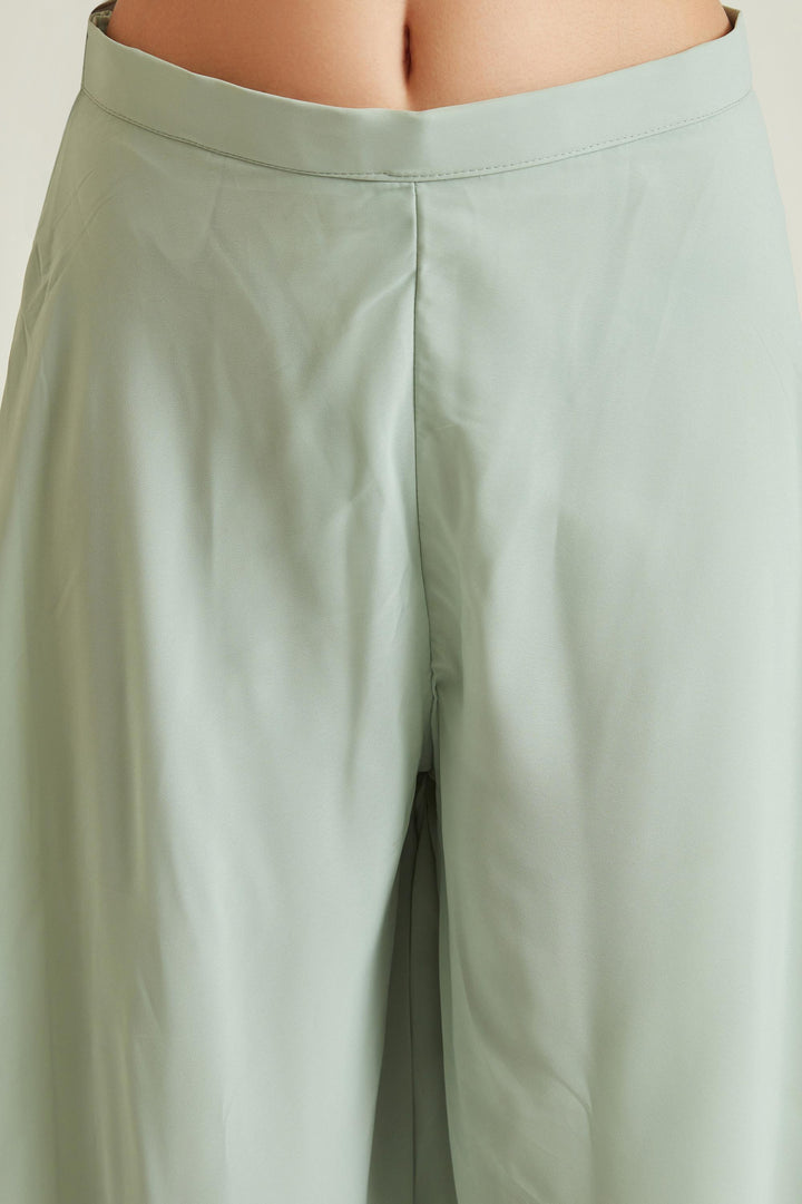 Neerus Green Georgette Embroidered Kurta Set - detail view 2
