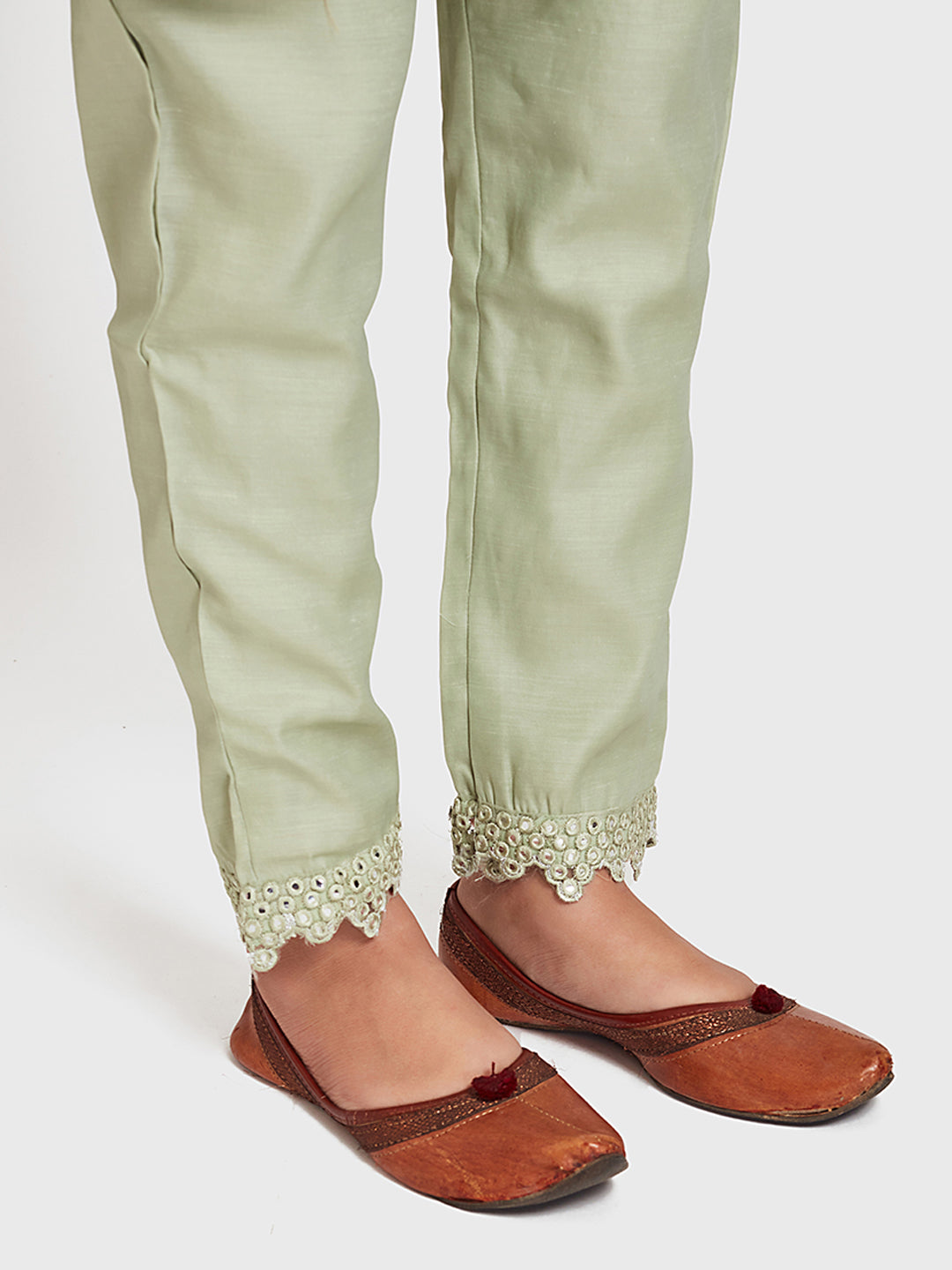 Neerus Green embellished kurta set with jacket and pant - detail view 3
