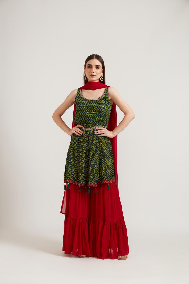 Neerus B Green Color Georgette Fabric Anarkali Suit