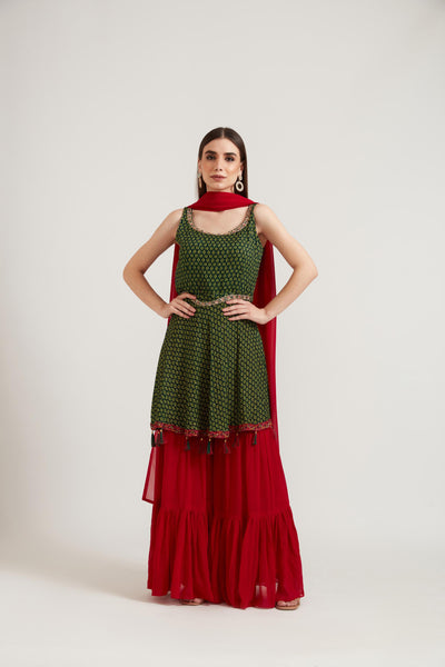 Neeru's B Green Color Georgette Fabric Anarkali Suit