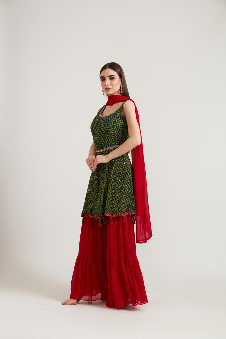 Neerus B Green Color Georgette Fabric Anarkali Suit