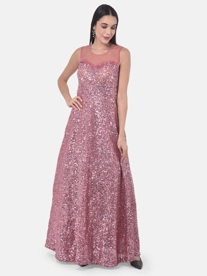Neerus Onion Colour Nett Fabric Gown