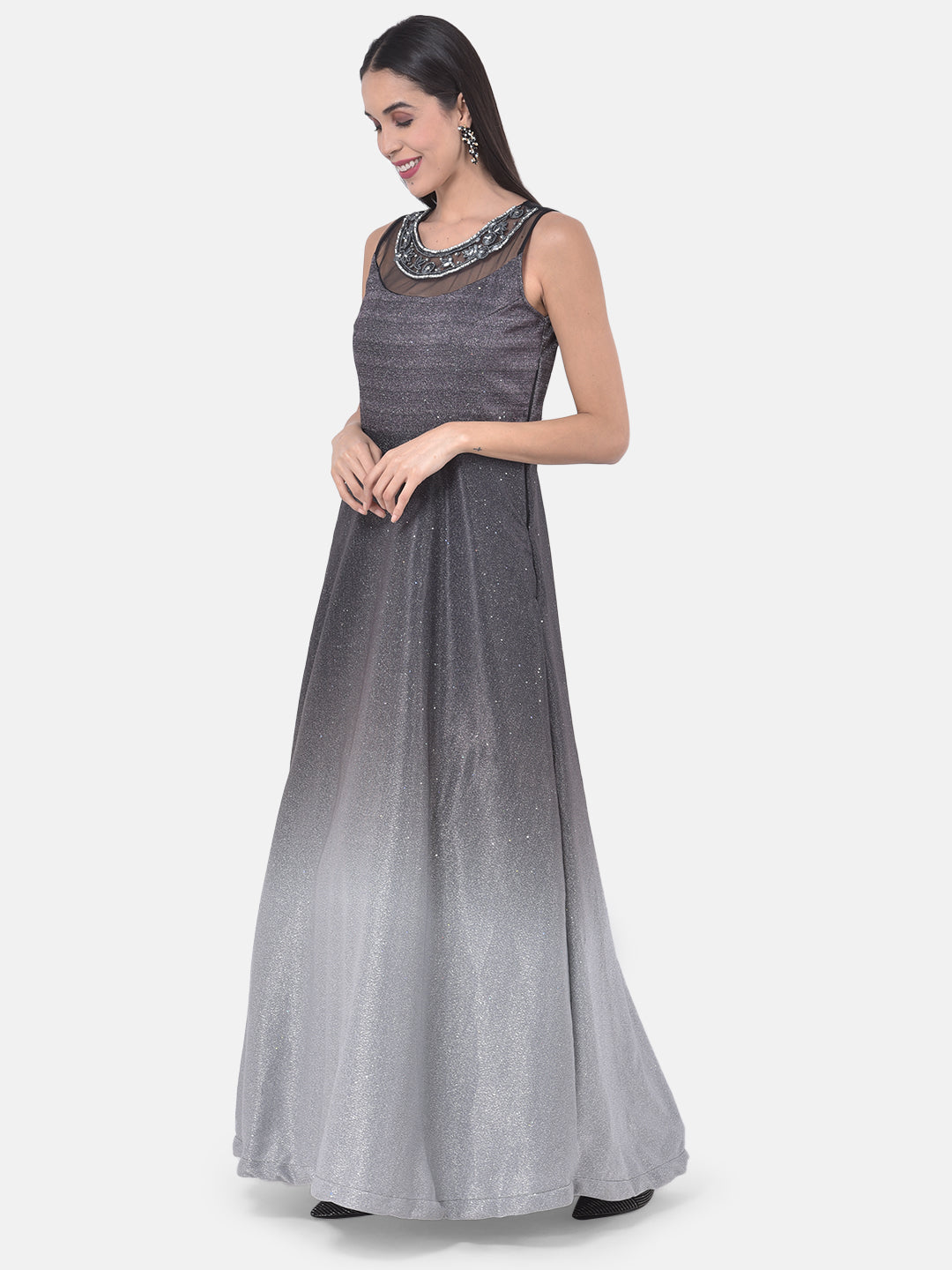 Neeru's Black Colour Lycra Fabric Gown