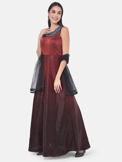 Neeru'S Maroon Colour Lycra Fabric Gown