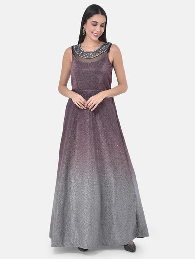 Neeru'S Wine Colour Lycra Fabric Gown