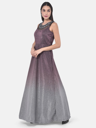 Neeru'S Wine Colour Lycra Fabric Gown