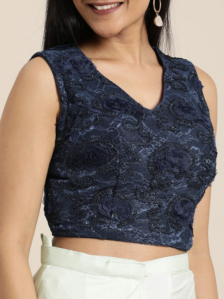 Neerus Green Solid Ready To Wear Saree With Blouse