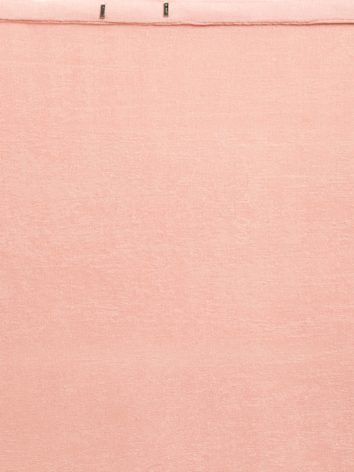 Neerus Peach Solid Ready To Wear Saree With Blouse