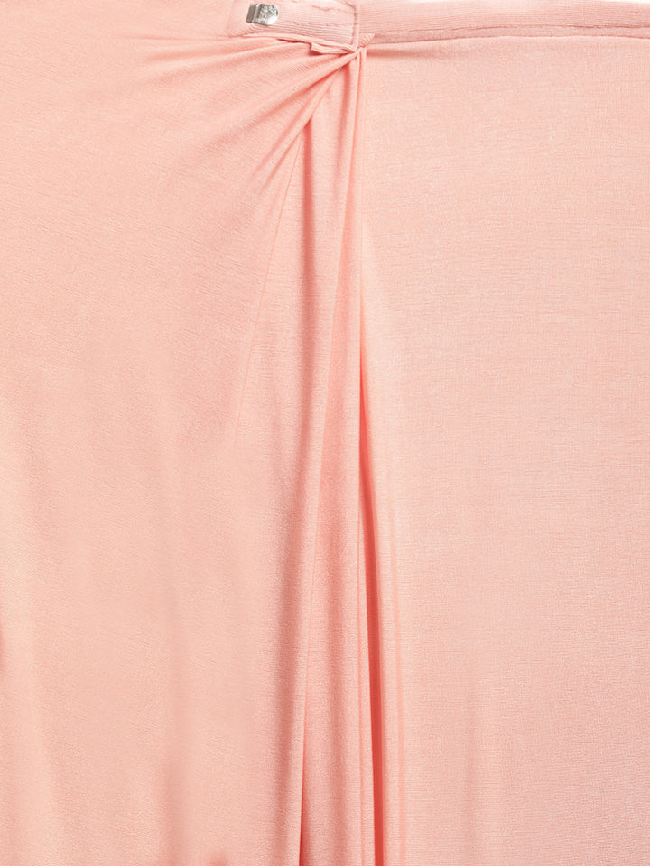 Neerus Peach Solid Ready To Wear Saree With Blouse