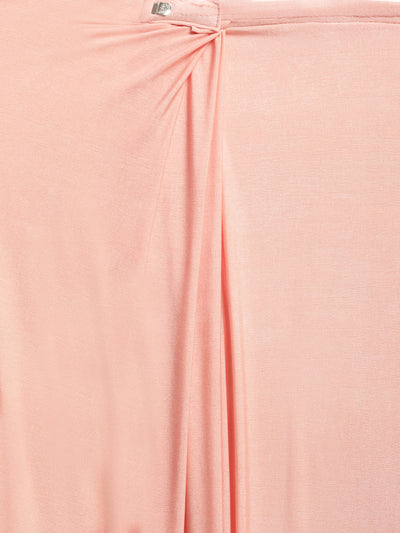 Neeru's Peach Solid Ready to Wear Saree With Blouse