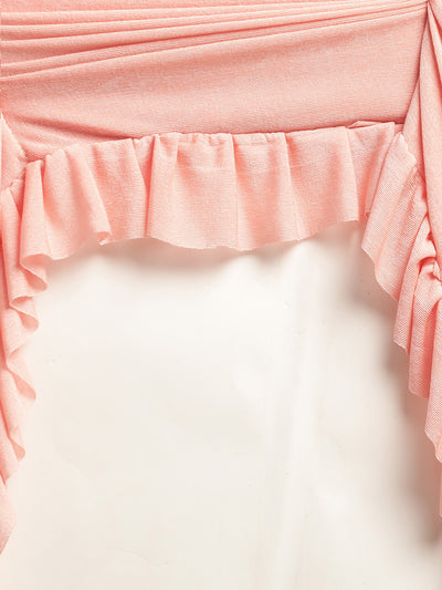 Neeru's Peach Solid Ready to Wear Saree With Blouse