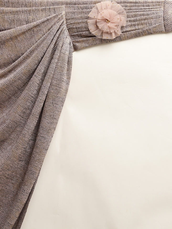 Neerus Pink Color Viscose Rayon Fabric Drape Saree With Stitched Blouse