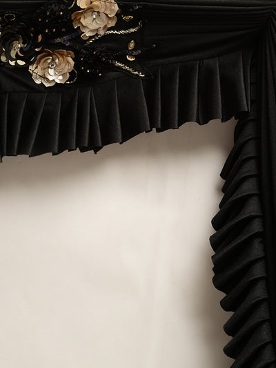 Neeru's Black Solid Ready To Wear Saree With Blouse