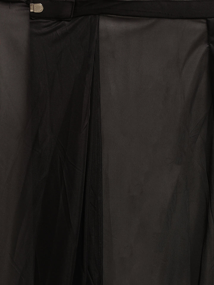 Neerus Black Solid Ready To Wear Saree With Blouse