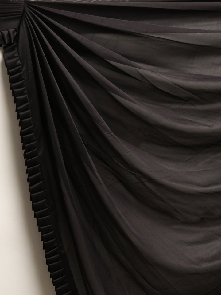 Neerus Black Solid Ready To Wear Saree With Blouse