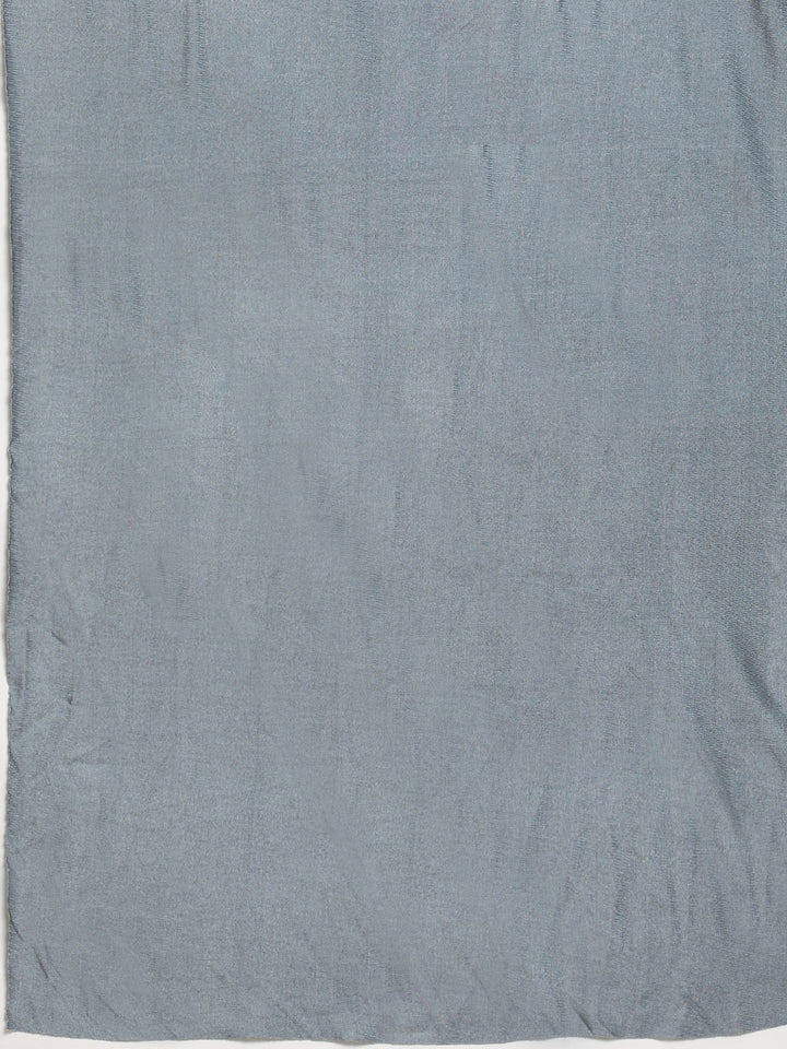 Neerus Grey Solid Ready To Wear Saree With Blouse