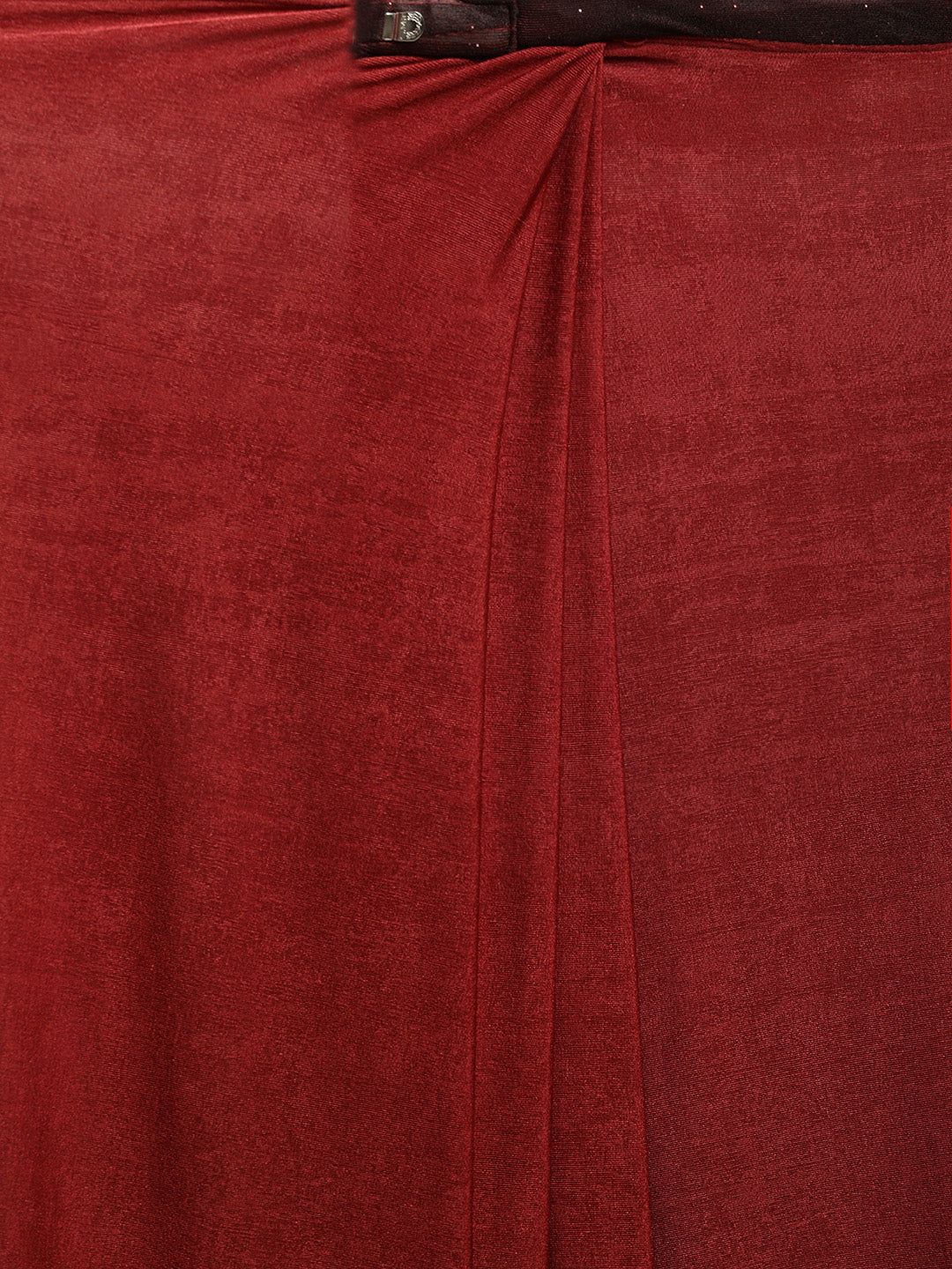 Neeru's Red Solid Ready To Wear Saree With Blouse