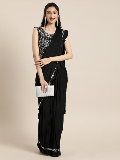 Neeru'S Black Color, Lycra Fabric Drape Saree