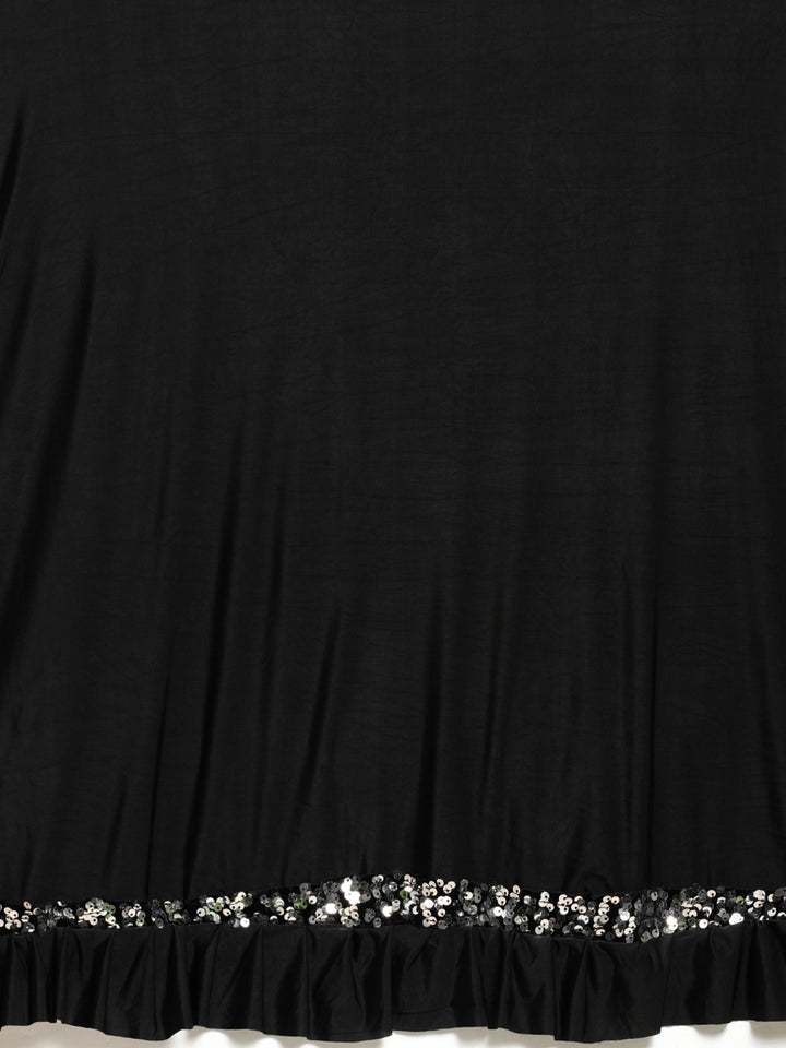 Neerus Black Color Lycra Fabric Drape Saree